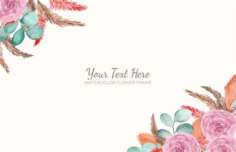 Premium Vector | Manual painted of aesthetic rustic floral watercolor as background frame.