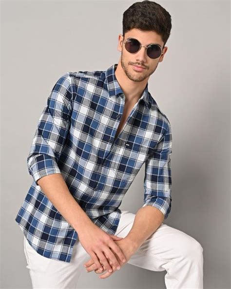 Buy Men Checked Slim Fit Shirt With Patch Pocket Online At Best Prices