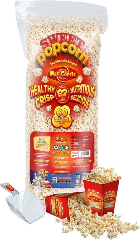 Mac Corns Sweet Popcorn 3kg Bulk Pack 60 Cartons 1 Scoop