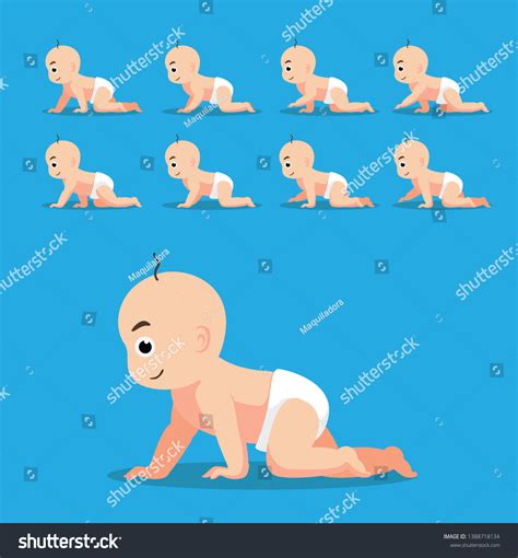 Cute Baby Crawling Cartoon Poses Vector Stock Vector Royalty Free