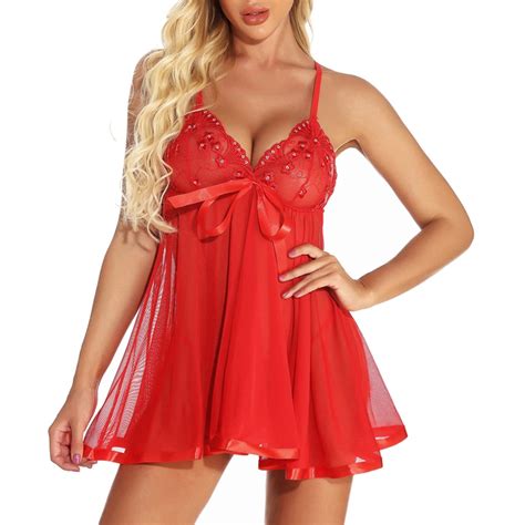 Aloohaidyvio Nightgowns For Women Plus Size Womens Sexy Nightwear Plus Size Lingerie Lace Bow