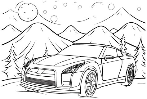 Nissan GT-R Coloring Page - Free Printable Coloring Pages