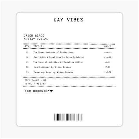 Pegatina Recibo De Amante De Los Libros De Vibraciones Gay De