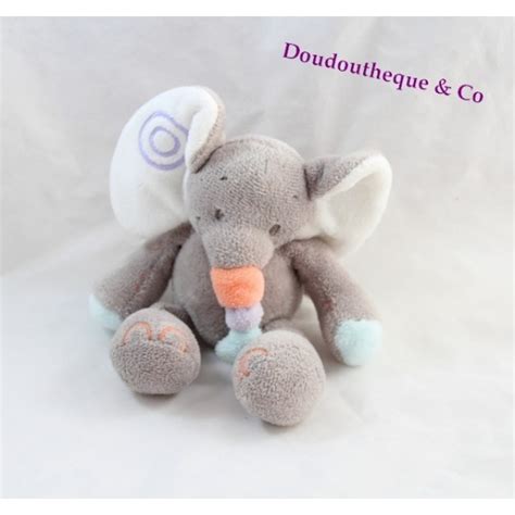 Mini Peluche L Phant Nattou Bubbles Gris Hochet Grelot Cm Sos