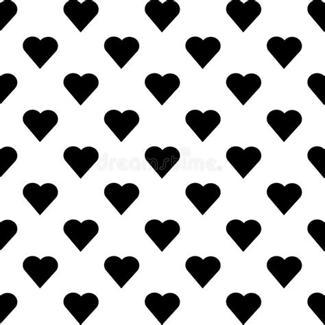 Black And White Heart Seamless Pattern Vector Illustration Stock