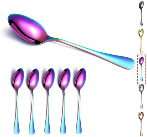 Reanea 6 Piece Rainbow Dinnerware Stainless Steel Mirror Polished Colorful Silverware Set