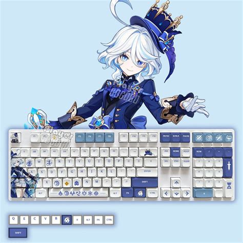 Genshin Impact Furina Keycap Set Focalors PBT Dye Sublimation Key Caps