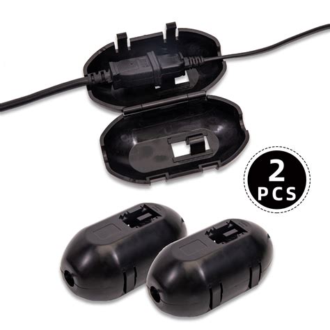 Sakiyr 2 Pack Outdoor Extension Cord Safety Covers Protectors For Cables Connections Black