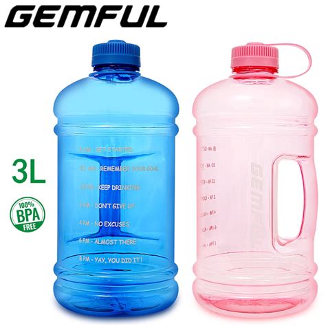 Gemful L Large Water Bottle With Motivational Jug Bpa Free Big Water