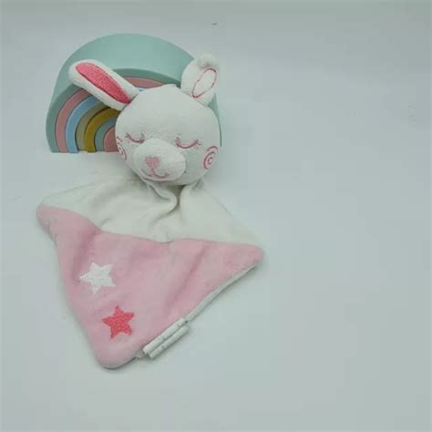 Doudou Siplec Leclerc Lapin Plat Rose Blanc Etoile Leclerc Eur