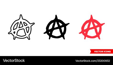 Anarchy Symbol Icon 3 Types Color Black And Vector Image