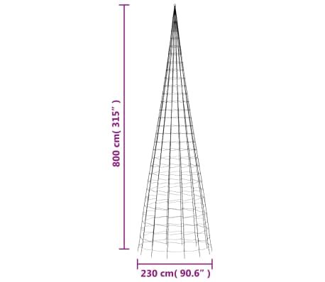 VidaXL Christmas Tree Light On Flagpole 3000 LEDs Warm White 800 Cm