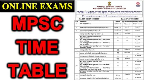 Mpsc Time Table Online Exam Update For Mpsc Upsc Ias Exam