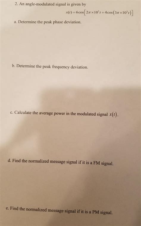 Solved An Angle Modulated Signal Is Given By Chegg