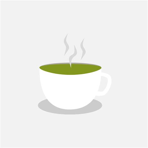 Hot Matcha Latte In White Cup On Gray Background Vector Art At Vecteezy