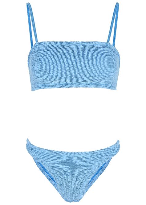 Hunza G Gigi Seersucker Bikini In Blue Lyst Uk