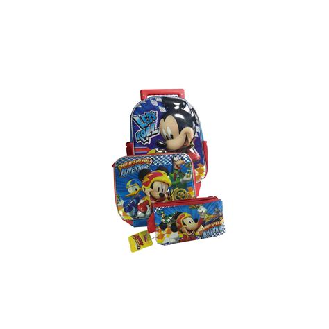 Combo Bolso Morral Maletin Lonchera Cartuchera Infantil Disney