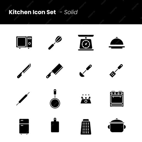 Premium Vector Kitchen Icon Set Solid Style