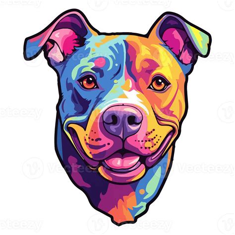 Colorful American Pit Bull Dog American Pit Bull Portrait Dog Sticker