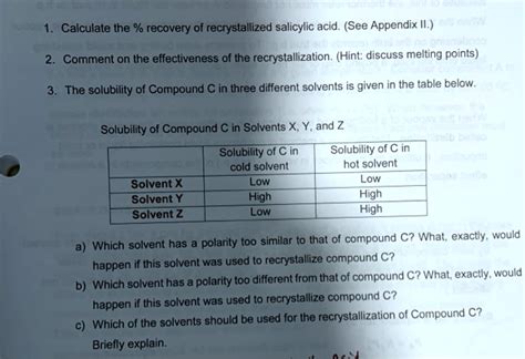 Solved Calculate The Recovery Of Recrystallized Salicylic Acid See