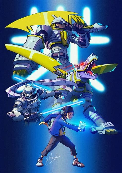 Extended Art From Digimon Frontier I Always Liked The Mecha Like Style Of The Blue Main Guys