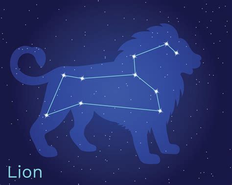 Vector illustration of a night sky with the constellation of Leo