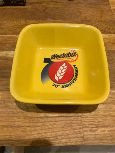 Weetabix 70th Anniversary Yellow Square Ceramic Breakfast Bowl Cereal