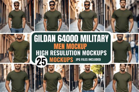 Gildan 64000 Military Green Men Mockup B Graphic By Mockup Infinity