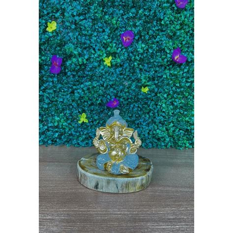 Ganesha Da Prosperidade 12cm Dourada E Glitter Resina Shopee Brasil