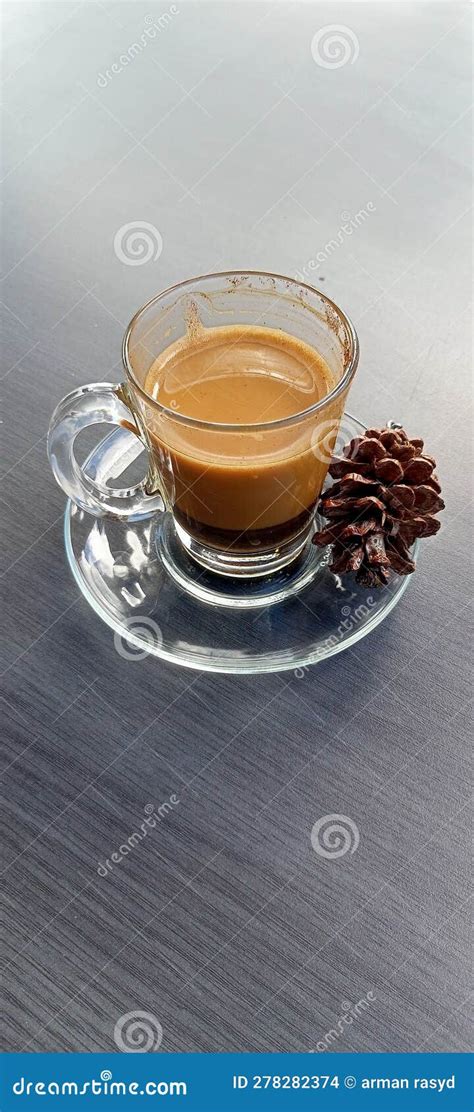 Glass Of Milk Coffee And Gray Background Stock Photo Image Of Coffee