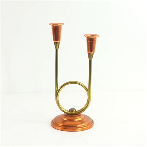 Sold Copper And Brass Candlestick Holder By Coppercraft Guild Wise Apple Vintage