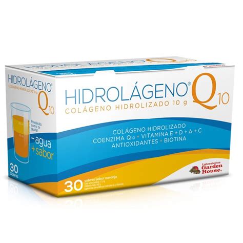 Hidrolágeno Q10 Colágeno Hidrolizado 30 Sobres Sabor Naranja