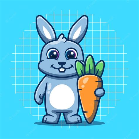 Premium Vector Cute Bunny With Carrot Next To It Vector Illustration