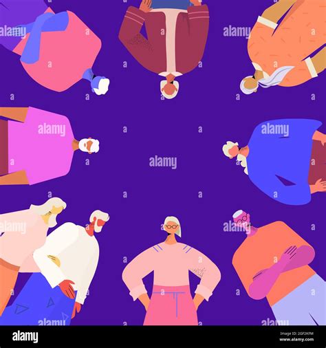 Senior People Group Mature Friends Standing Together Old Age Concept Portrait Stock Vector Image