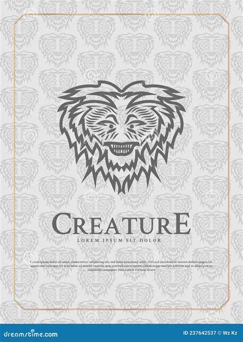 Demon Tiger Illustration. Mythical Creature Illustration with Line Art ...