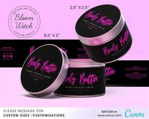 Pink Body Butter Label Template Body Butter Labels Diy Sugar Scrub Labels Etsy