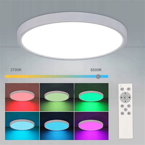 ŚCIEMNIALNA LAMPA SUFITOWA LAMPA LED PLAFON PILOT NOWOCZESNA RGB IP54