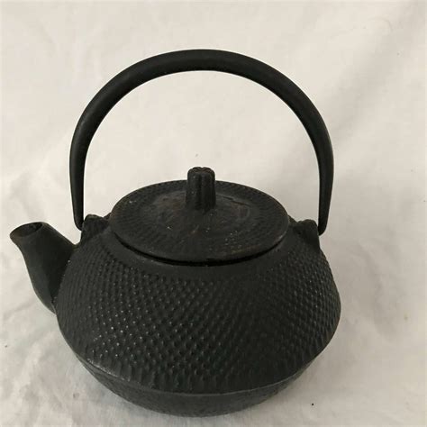 Iwachu Japanese Iron Tetsubin Teapot Enameled Interior With Screen