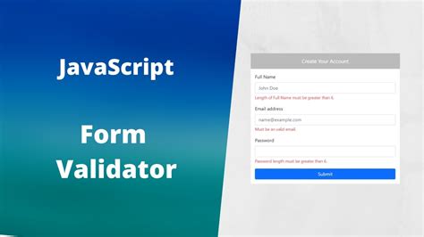 Javascript Form Validation Full Tutorial Youtube