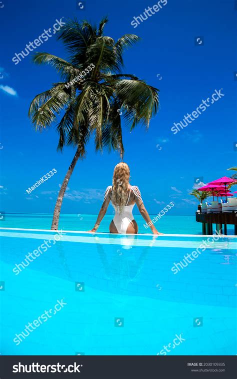 Elegant Sexy Woman White Bikini On Stock Photo 2030109335 Shutterstock