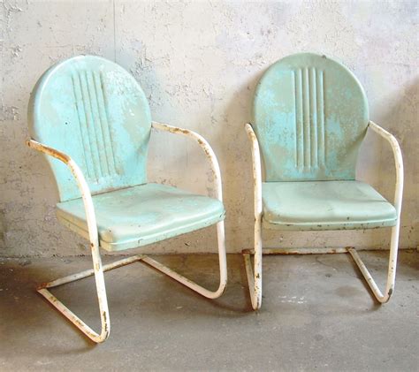 Antique Metal Patio Chairs Pair Of Vintage Childrens Metal Yard