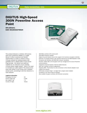 Digitus N Powerline Access Point Datasheet Manualzz