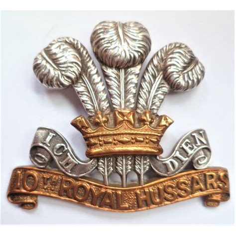 10th Royal Hussars Officers Silver Cap Badge