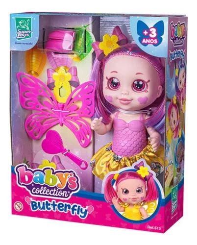 Boneca Babys Collection Butterfly Borboleta Cabelo Colorido