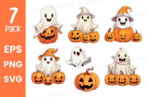 7 Halloween Boo Vector Clip Art Pack Graphic by AN Graphics · Creative ...