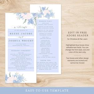 Wedding Ceremony Program Template Floral Wedding Programs - Etsy