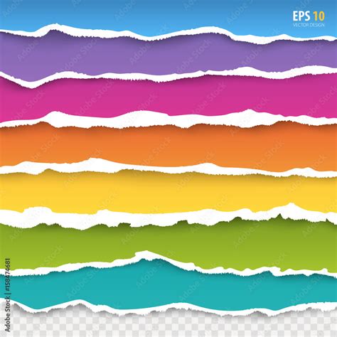 Torn Paper Edges Vector Blue Pink Violet Orange Yellow Green