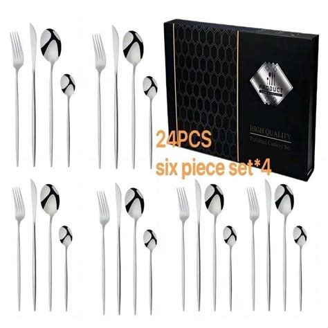 24pcs Stainless Steel Star Rated Cutlery Set Including Steak Knife