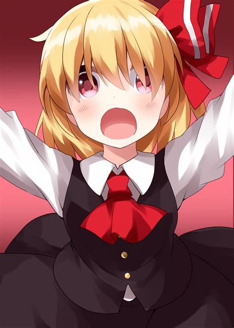 Safebooru 1girl Arms Up Bangs Black Skirt Black Vest Blonde Hair