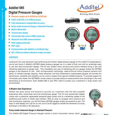 Digital Pressure Gauge Adt Additel